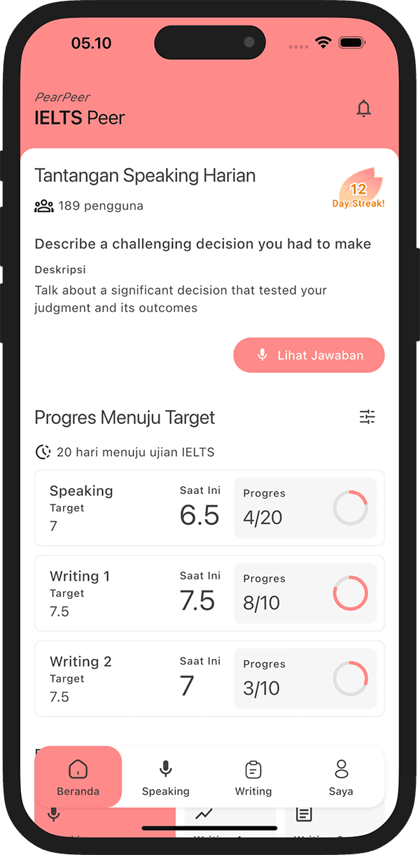 IELTS App Phone Screenshot