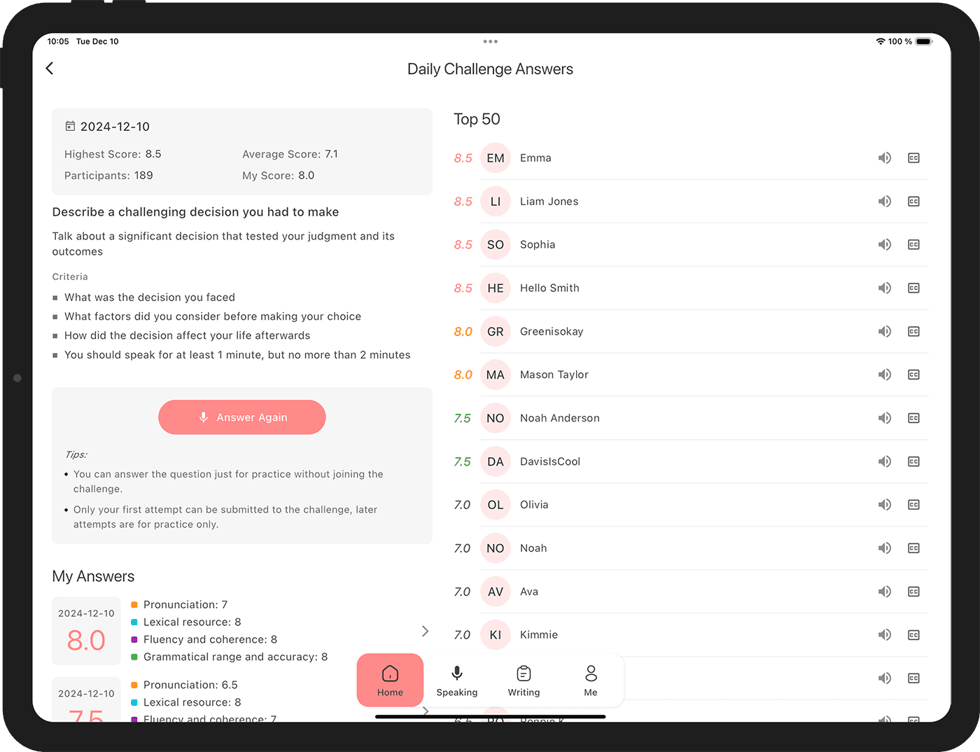 Daily Speaking Challenge